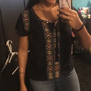 Boho sheer embroidered top